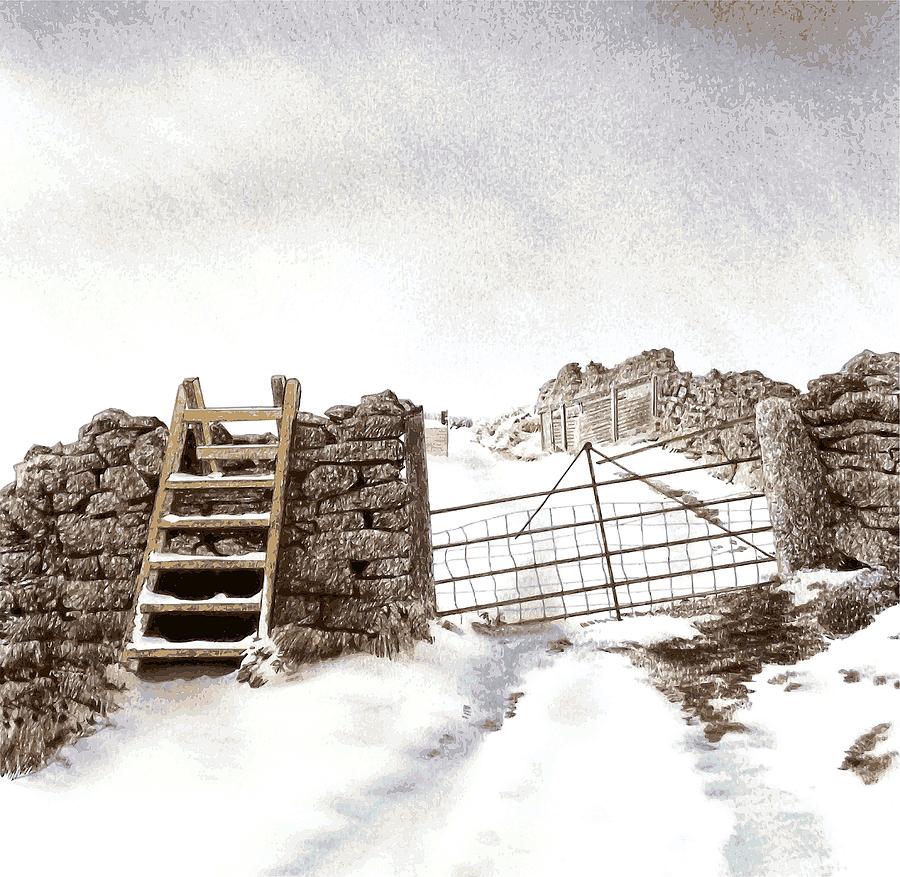 Winter Painting - The track to the Mountains by Alwyn Dempster Jones