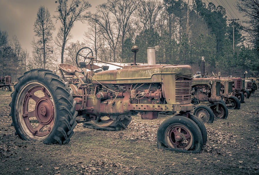 Farm Photograph - The Tractor Line Up by Sandra Burm