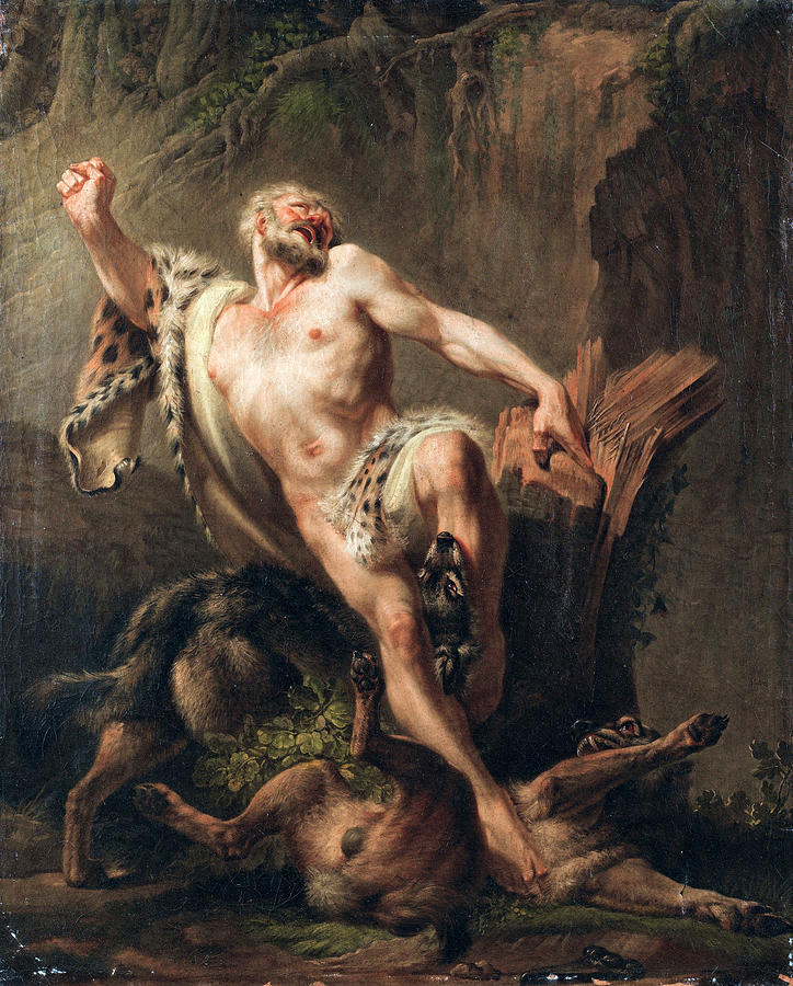 The Tragic End of Milo of Croton Painting by Jean-Jacques Bachelier