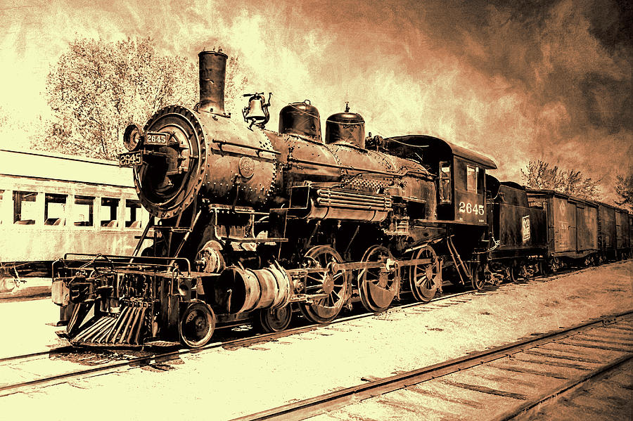 The Train Yard in Sepia Photograph by Susan Rissi Tregoning