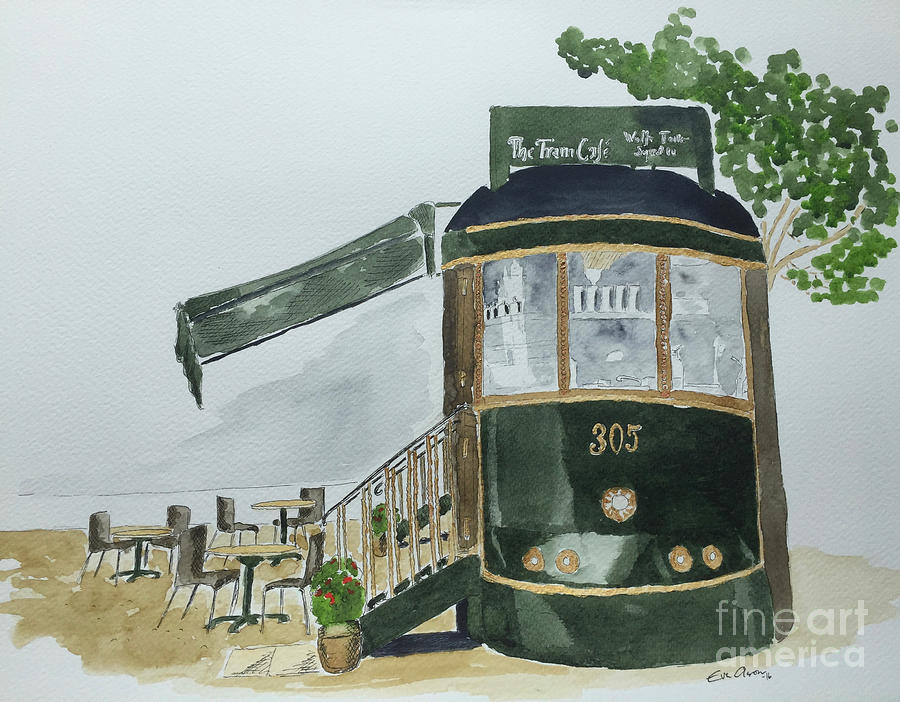 The Tram Cafe Painting by Eva Ason