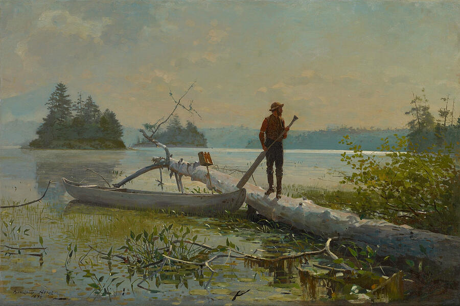 The Trapper, from 1870 Painting by Winslow Homer