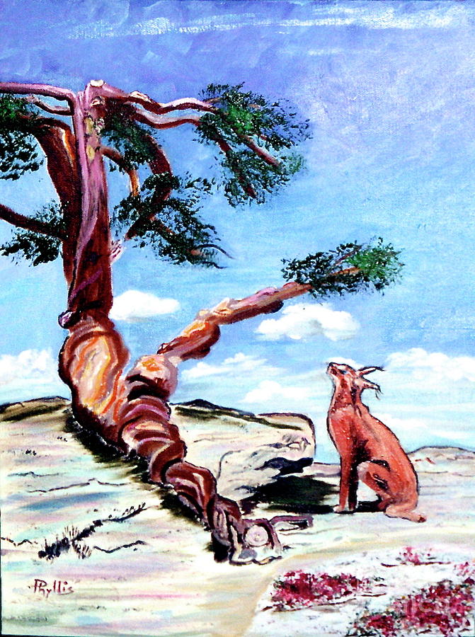 The Tree and the Bobcat Painting by Phyllis Kaltenbach