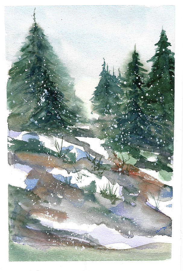 Fir Trees Painting - The Tree Hill by Irene Bacchi