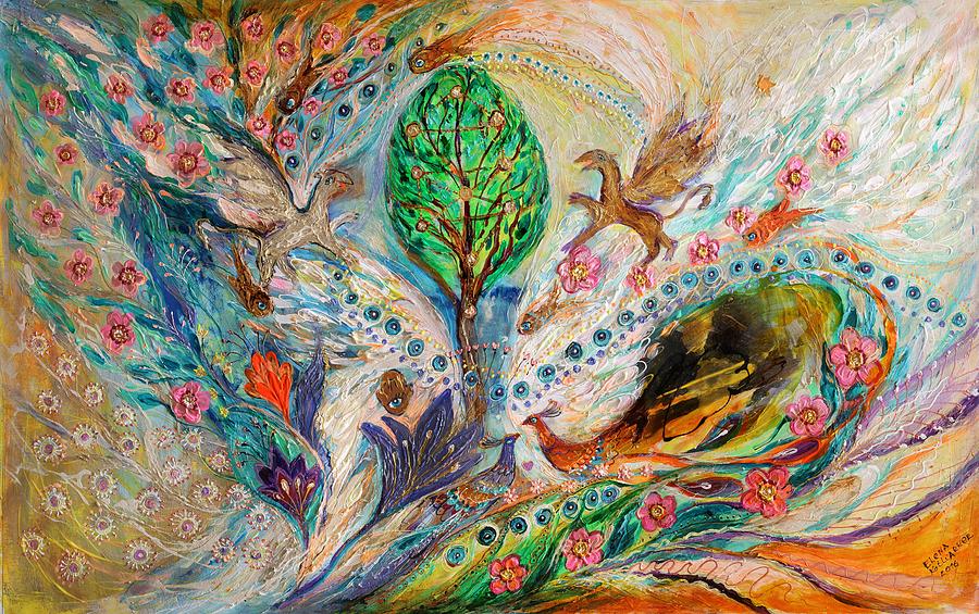 White Background Painting - The Tree of Life Keepers by Elena Kotliarker