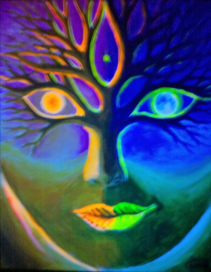 Tree Painting - The tree of the sun and moon  by Chirila Corina