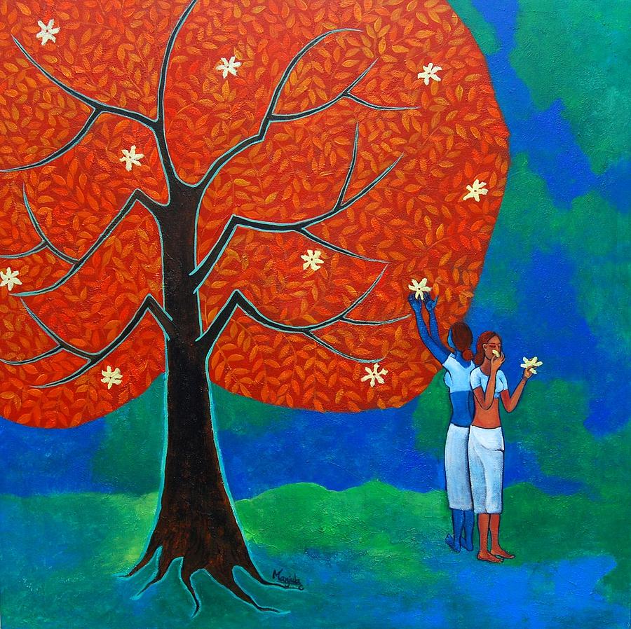 Flower Painting - The tree of trust by Manjula Prabhakaran Dubey