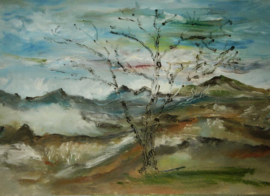 The Tree On Top Of A Mountain Painting by Edward Wolverton