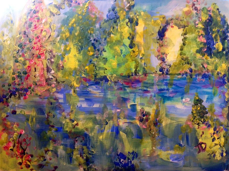 Tree Painting - The trees by the river  by Judith Desrosiers
