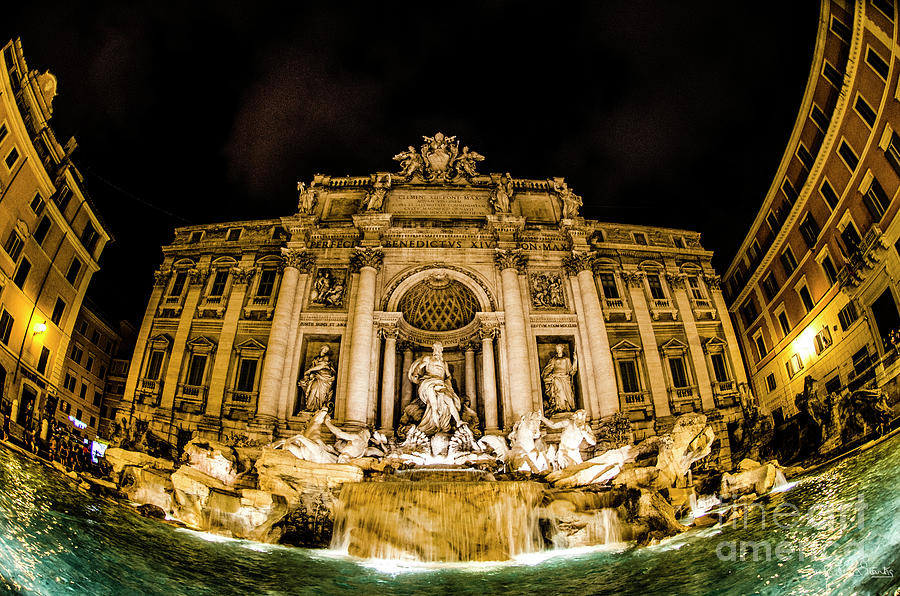 The Trevi Fountain At Night Photograph