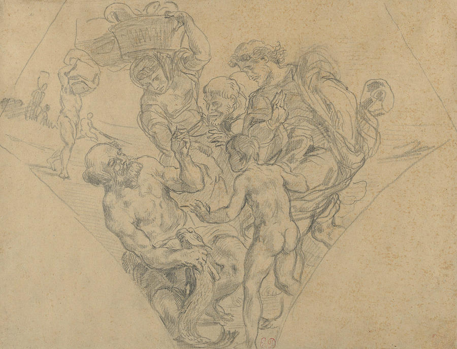 The Tribute Money Drawing by Eugene Delacroix
