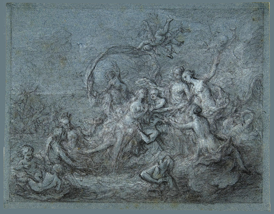 The Triumph of a Sea Goddess Drawing by Bon Boullogne