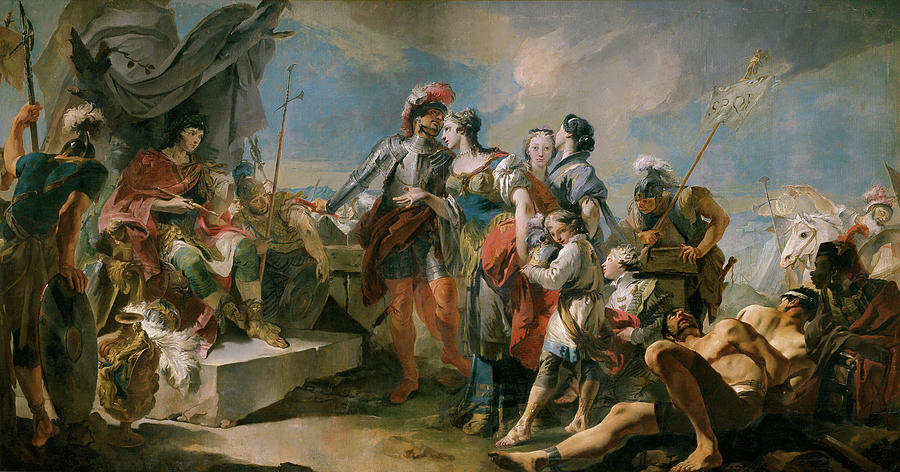 The Triumph of Aurelian or Queen Zenobia in front of Aurelian Painting by Giovanni Battista