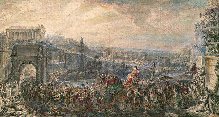 The Triumph of Pompey Drawing by Gabriel de Saint-Aubin