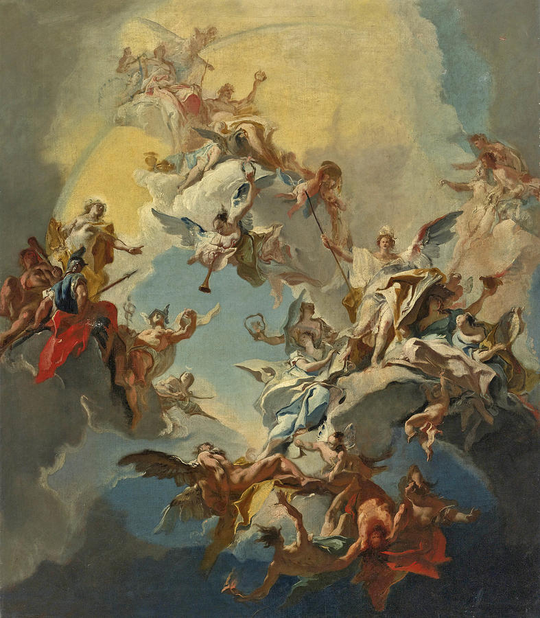 The Triumph of Reason a bozzetto for a ceiling Painting by Carlo Innocenzo Carlone