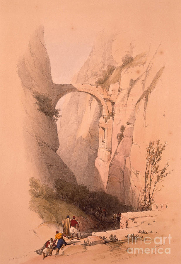 The Triumphal Arch crossing the Ravine leading to Petra Painting by MotionAge Designs