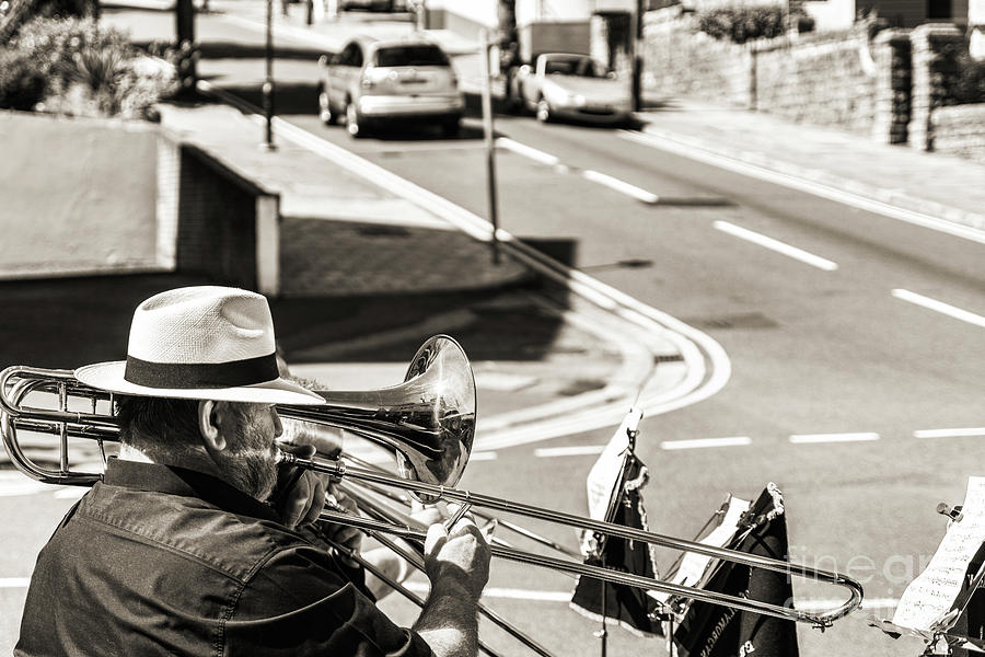 Music Photograph - The Trombone Player by Steve Purnell