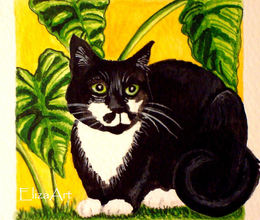 The Tropical Cat Painting by Elizabeth Robinette Tyndall