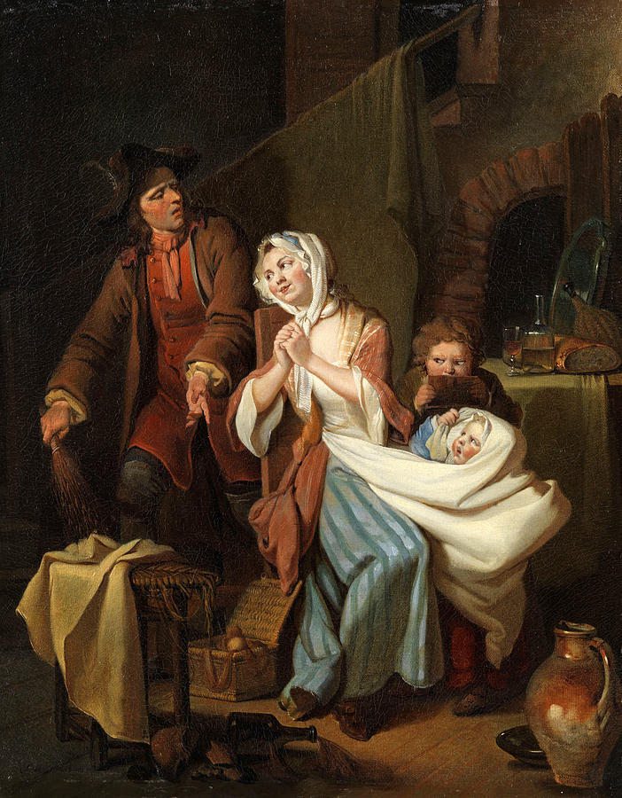 The Troubled family idylle in the nursery  Painting by Johann Eleazar Zeissig