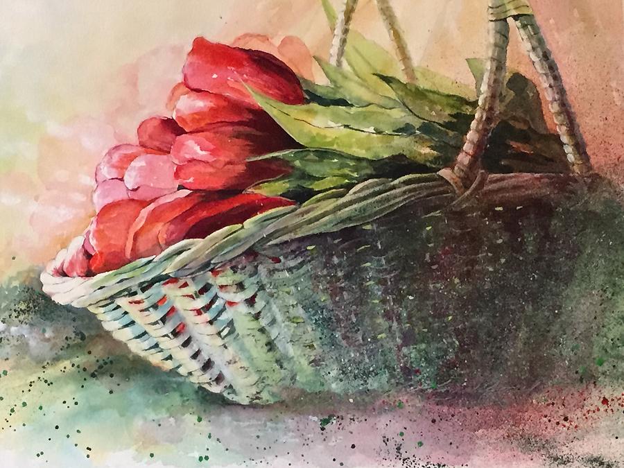 Still Life Painting - The Tulip Basket by Maryann Nama Gamel