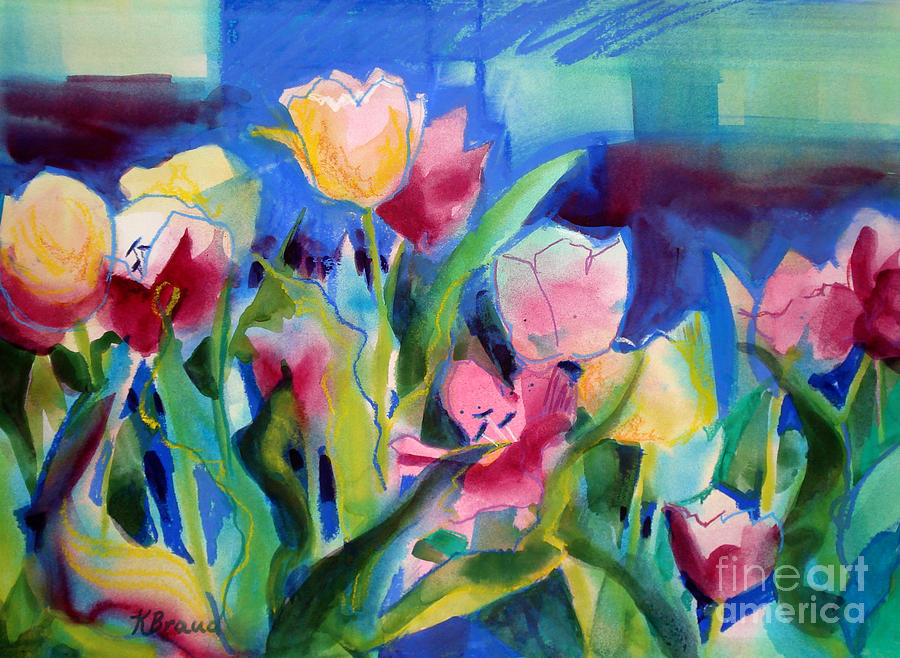 Abstract Painting - The Tulips Bed Rock by Kathy Braud