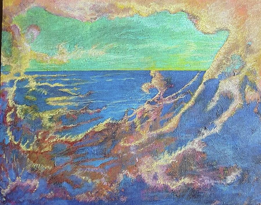 The turbulent sea Painting by Cynthia Silverman