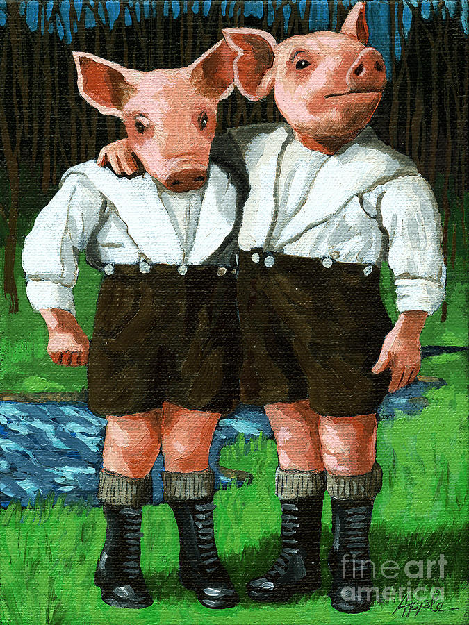 The Tweedle Brothers Painting by Linda Apple