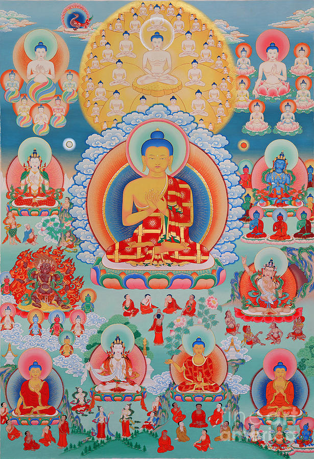The Twelve Primordial Teachers of Dzogchen - Tonpa Chu Ni Painting by Sergey Noskov