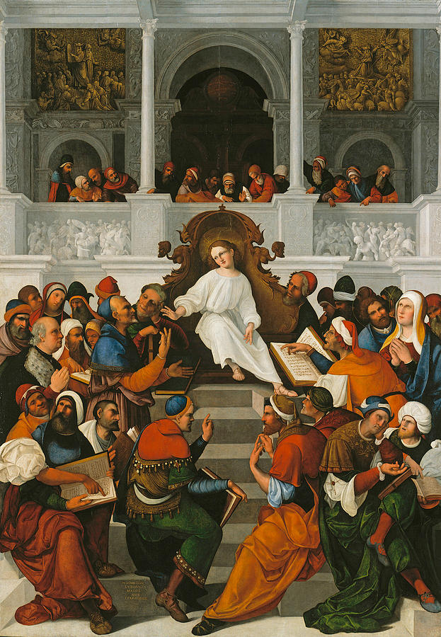 The Twelve-Year-Old Jesus Teaching in the Temple Painting by Ludovico Mazzolino