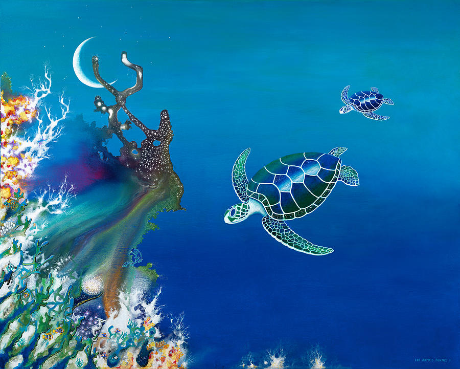 The Twin Turtles of Oceania Painting by Lee Pantas