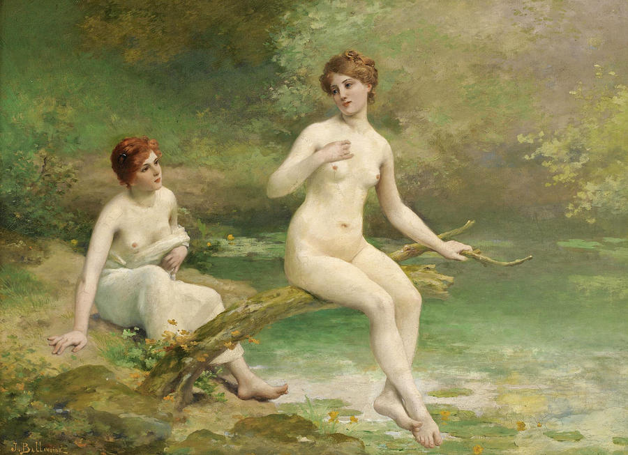The Two Bathers Painting by Jules Frederic Ballavoine