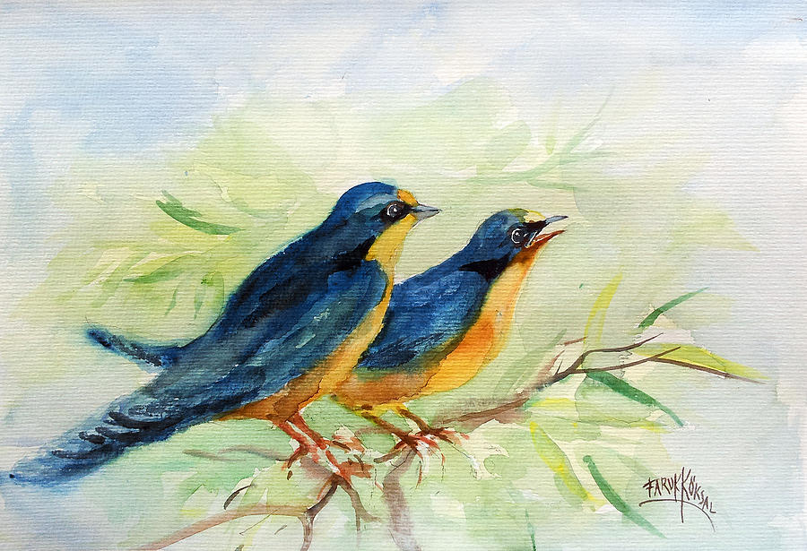 The Two Birds... Painting by Faruk Koksal
