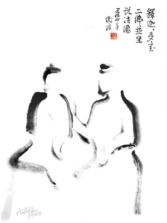 The two Buddha said the Buddhist law Painting by Artto Pan