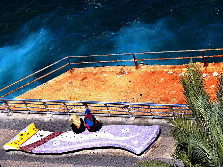 The Two Ladies And The Sea In Beirut Photograph by Funkpix Photo Hunter