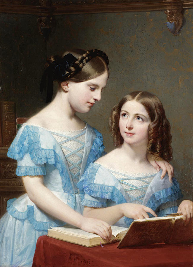 The Two Sisters Painting by Nicolas Louis Francois Gosse