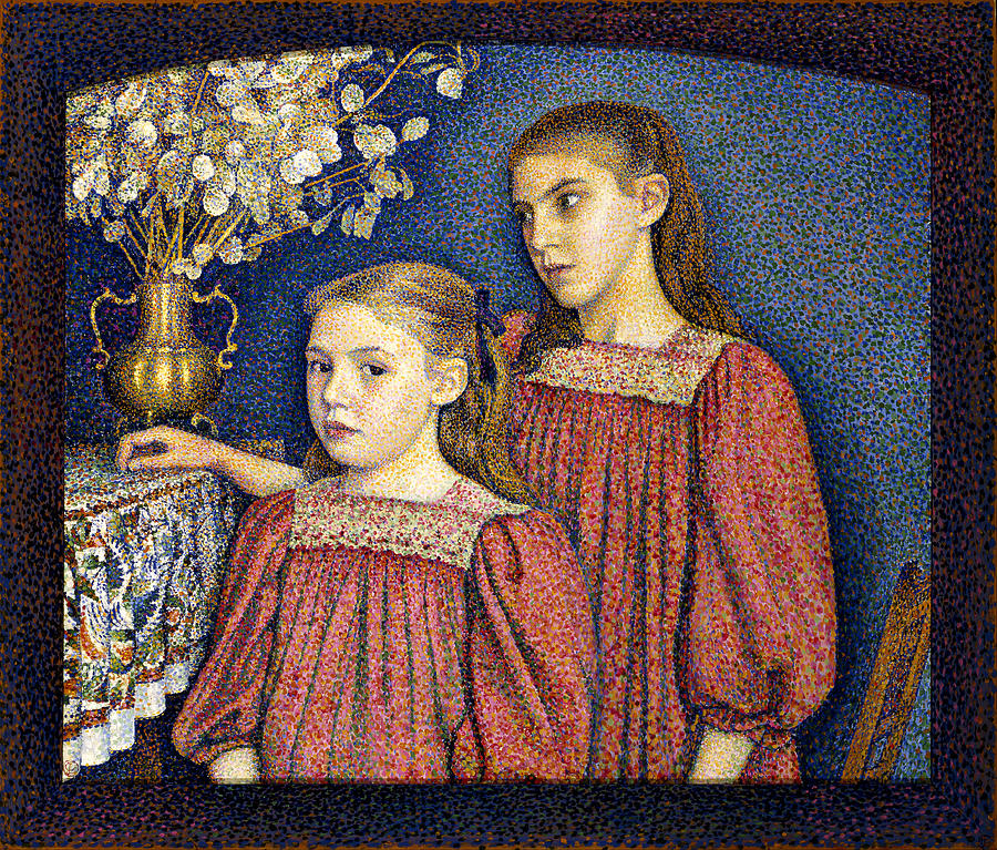 Georges Lemmen Painting - The Two Sisters or The Serruys Sisters by Georges Lemmen