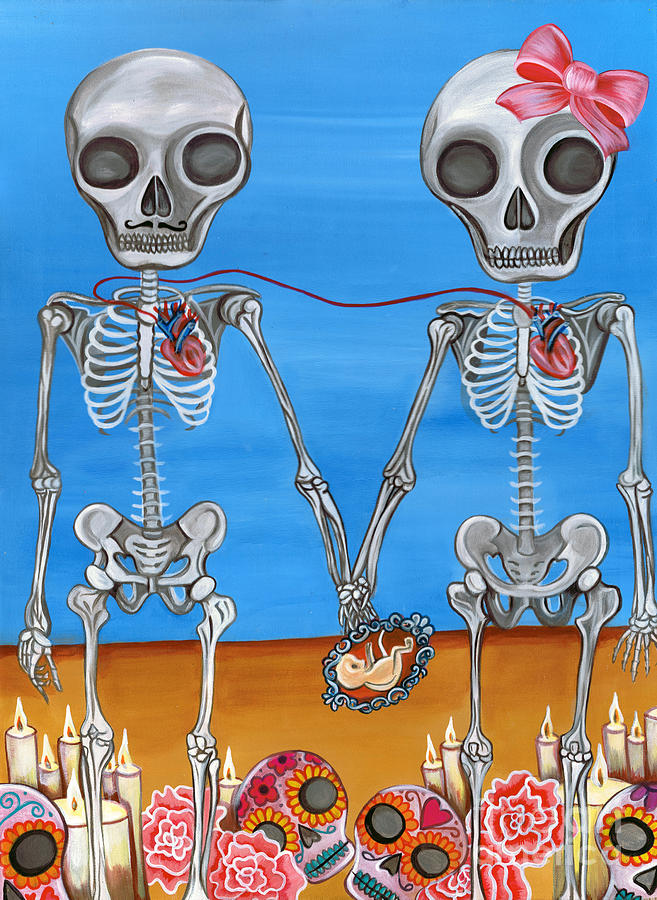 Skeleton Painting - The Two Skeletons by Jaz Higgins