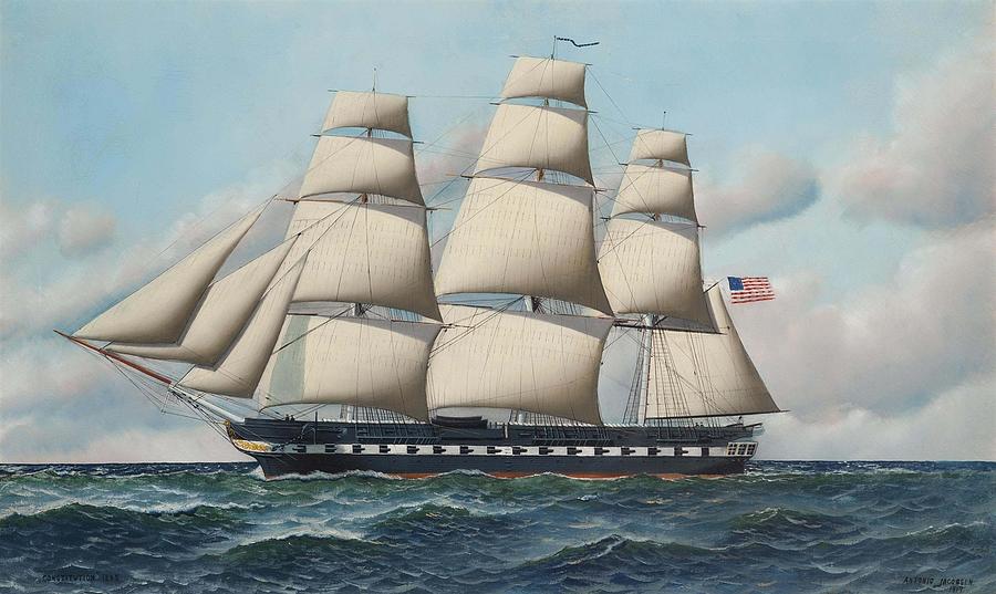 The U S S Constitution in full sail Painting by MotionAge Designs