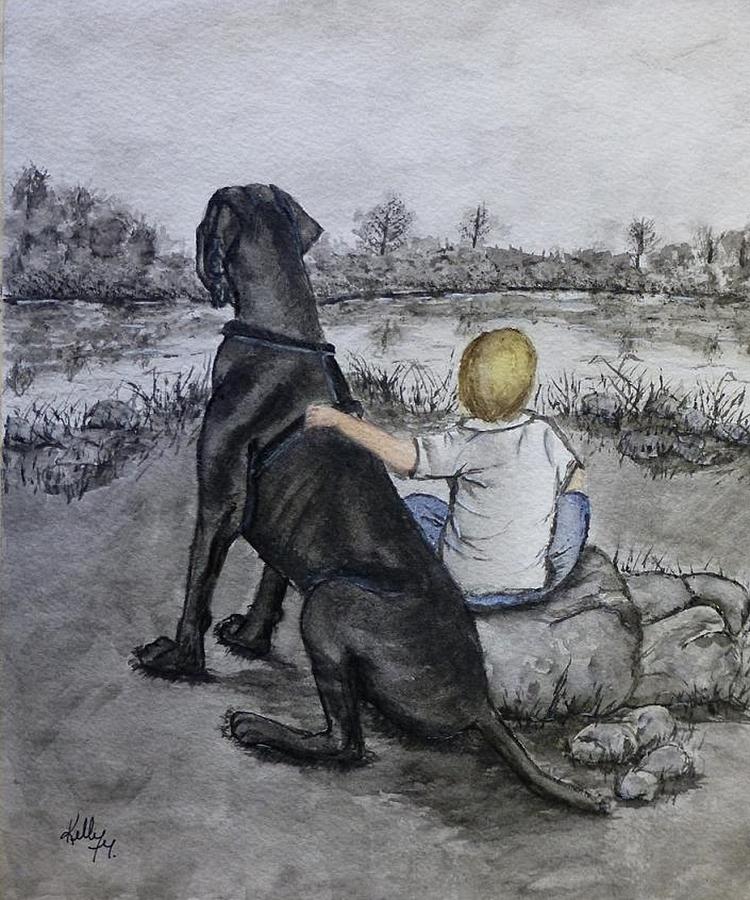 Black And White Painting - The Ultimate best friend by Kelly Mills