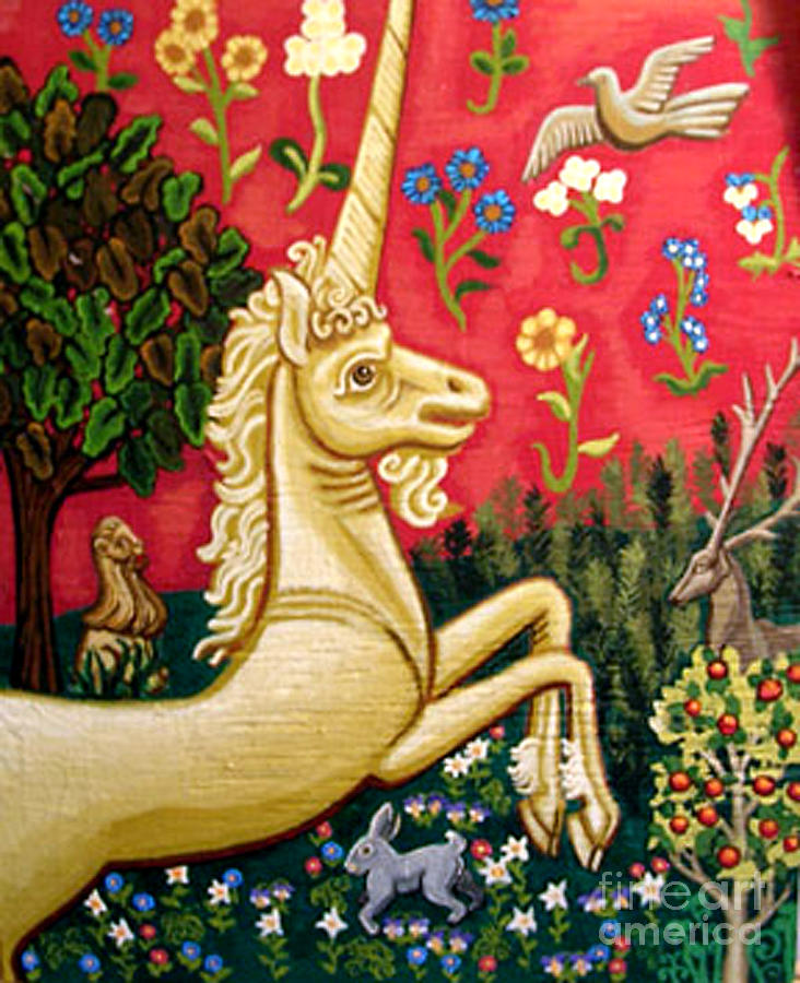 Byzantine Painting - The Unicorn by Genevieve Esson