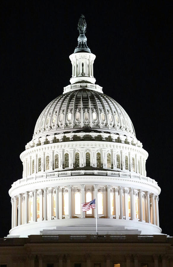 The United States Capitol Dome At Night Photograph by Cora Wandel