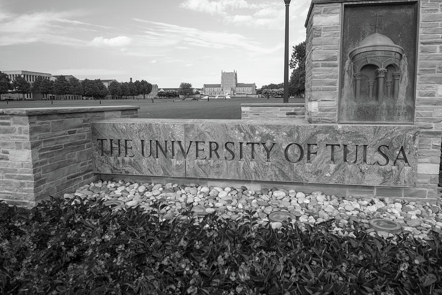 Tulsa Photograph - The University of Tulsa Oklahoma in Black and White by Gregory Ballos