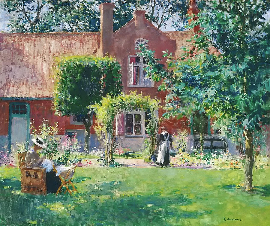 Vintage Painting - The Unpretentious Garden by Mountain Dreams