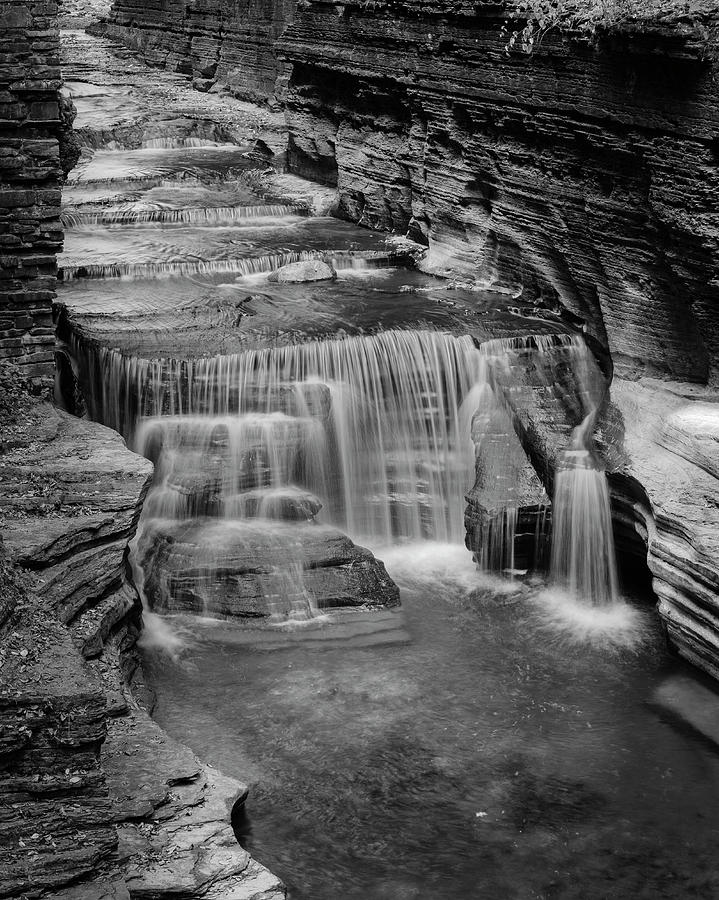 The Upper Glen Waterfalls - BW Photograph by Dawn Hester - Fine Art America