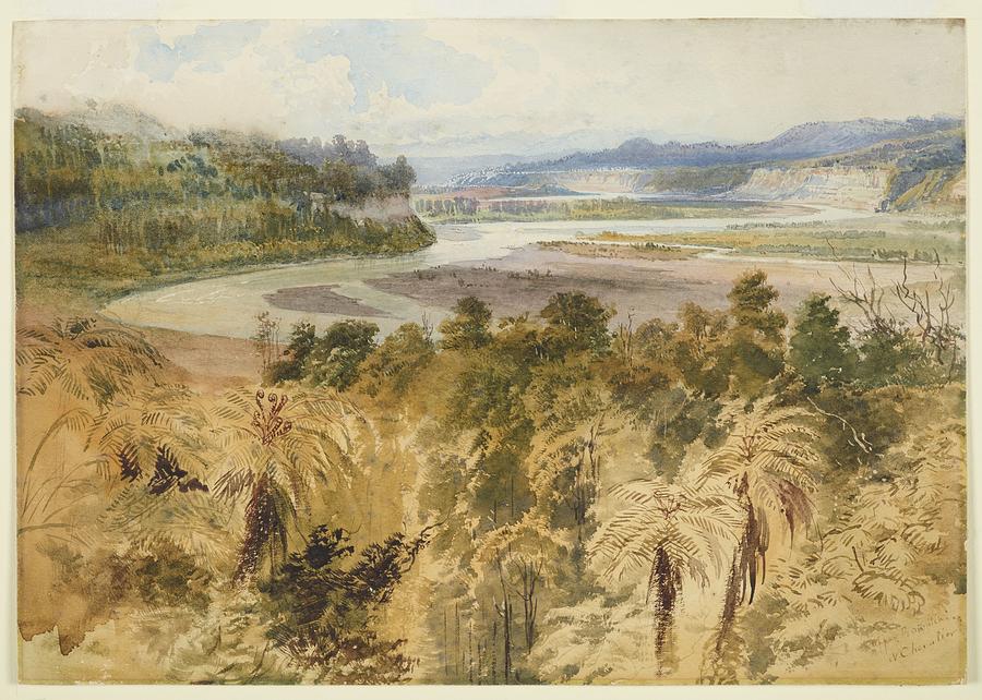 The Upper Rangitikei 1868 by Nicholas Chevalier. Painting by Celestial Images