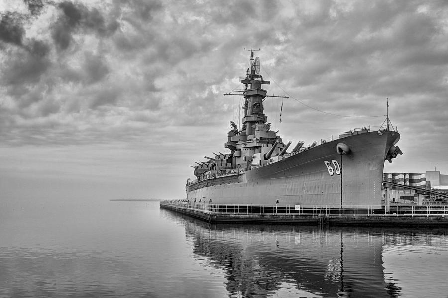 The USS Alabama in Black and White Photograph by JC Findley