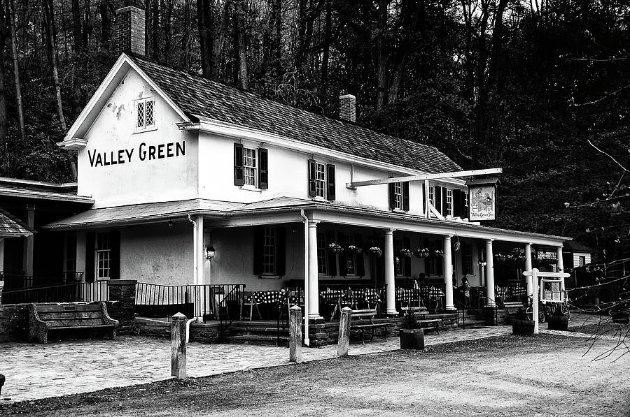 The Valley Green Inn in Black and White Photograph by Bill Cannon