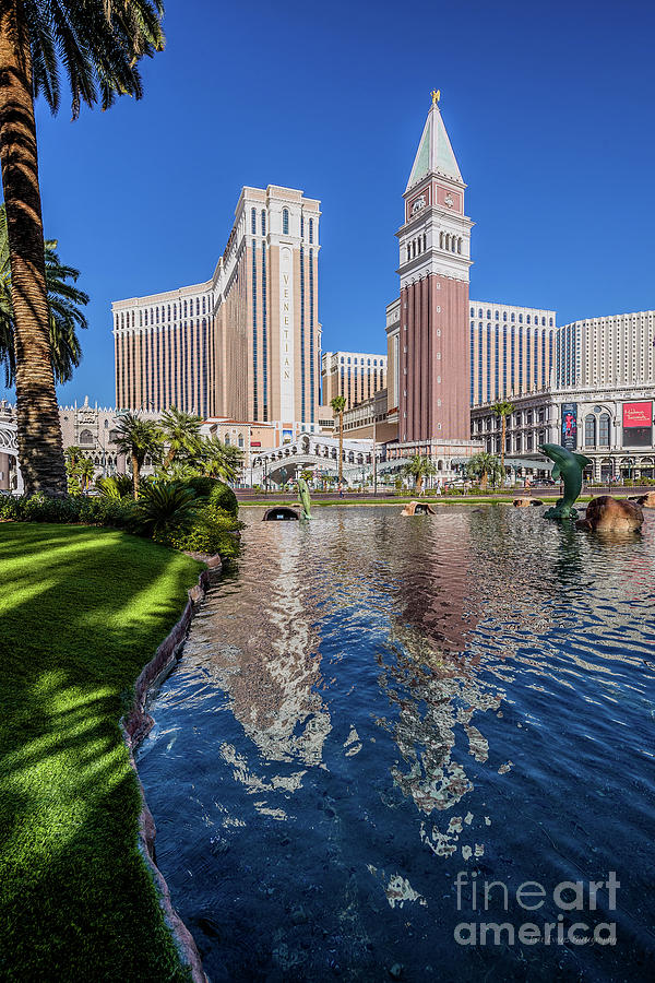 The Venetian in Front of the Mirage Lagoon Day Portrait Photograph by Aloha Art