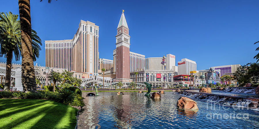 Las Vegas Photograph - The Venetian in Front of the Mirage Lagoon in the afternoon by Aloha Art
