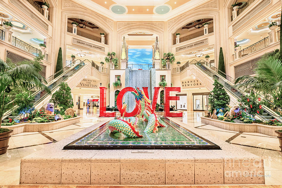 The Venetian Palazzo Dragon and Love Sculpture Ultra Wide Photograph by Aloha Art